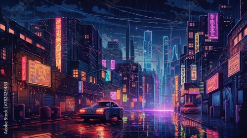 Futuristic Cyberpunk City at Night Generative AI