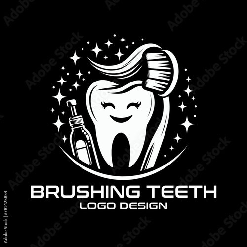 Brushing Teeth Vector Logo Design