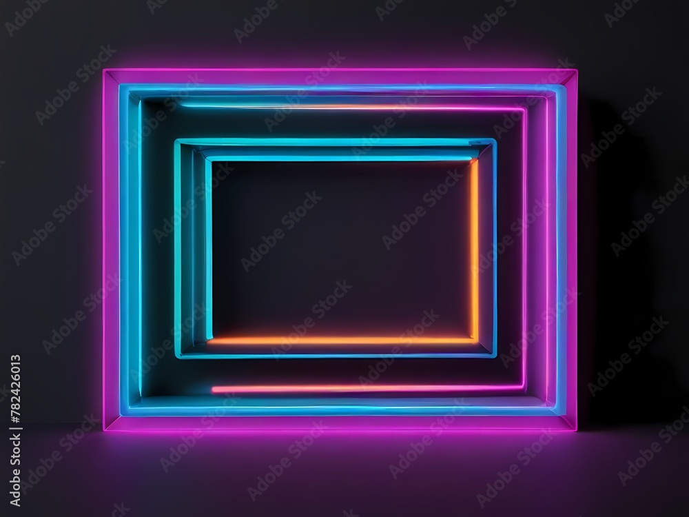 purple frame on black, neon lights purple frame on black, neon lights