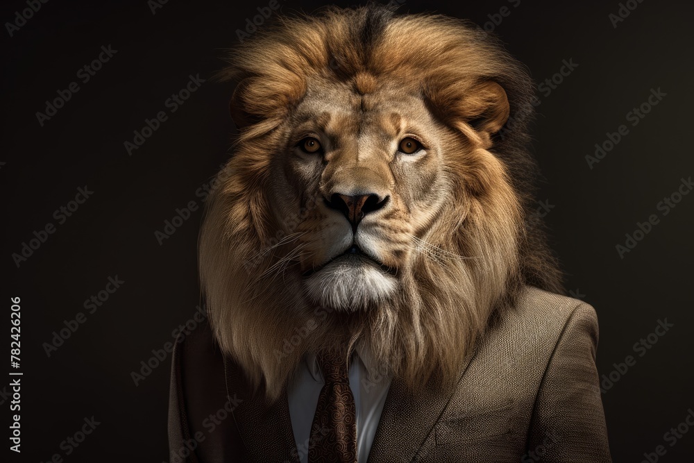 Regal Lion in a Business Suit Generative AI