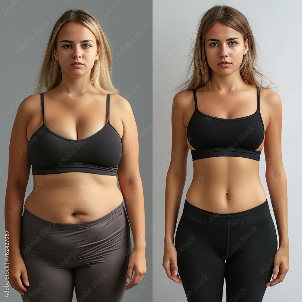 a woman is shown before and after losing weight a woman is shown before and after losing weight