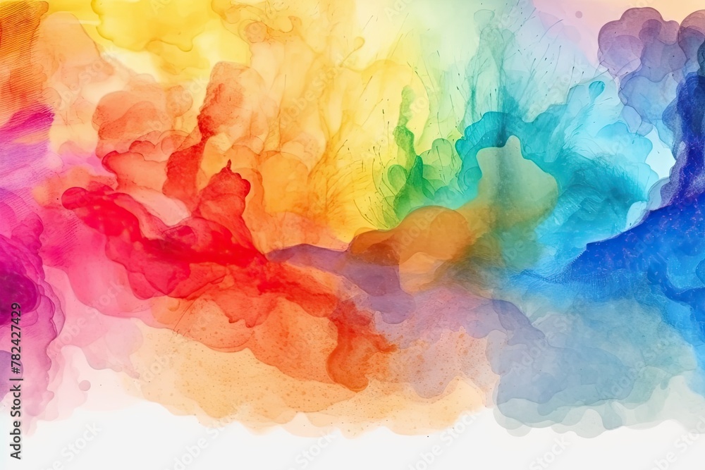 Vibrant Watercolor Rainbow Banner Generative AI