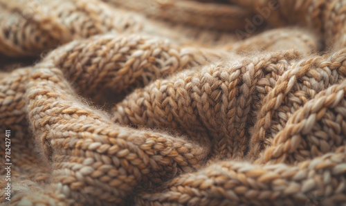 A cozy flat background with intricately knitted wool fabric