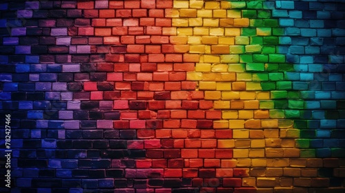 Vibrant Rainbow Brick Wall in Cinematic Lighting Generative AI