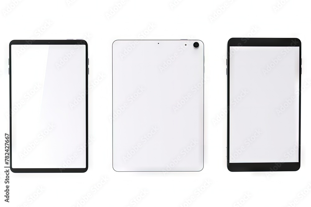 Blank Digital Tablet Mockup on Plain White Background Generative AI Blank Digital Tablet Mockup on Plain White Background Generative AI