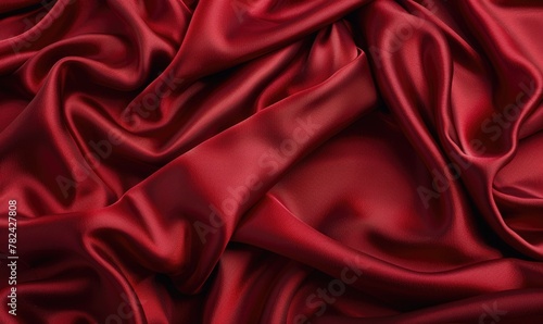 background covered in opulent silk fabric in deep ruby red