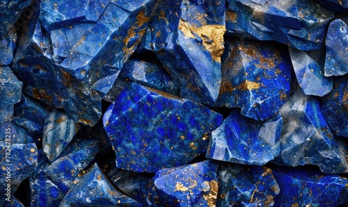 abstract background with the organic texture of raw lapis lazuli gemstones photo