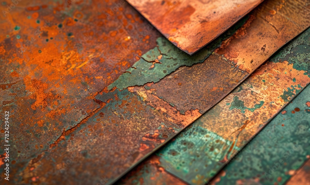abstract background with rusted copper sheets abstract background with rusted copper sheets