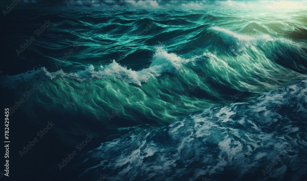 Obraz premium Dreamy Ocean Waves - Calming Background for Design Generative AI