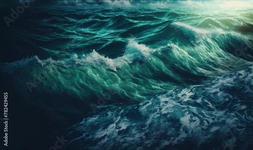 Dreamy Ocean Waves - Calming Background for Design Generative AI © AlexandraRooss
