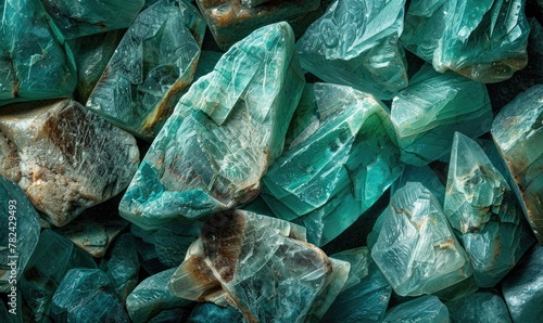 abstract background with the natural texture of raw amazonite semi-gemstones