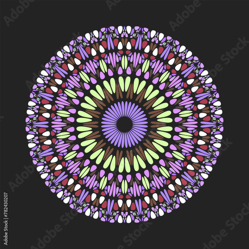 Round geometrical circular colorful stone ornament mandala - abstract ornate ornamental vector graphic design