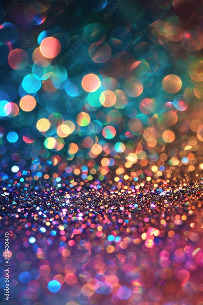A vividly colored bokeh light background with an array of multicolor spots creating an artistic effect