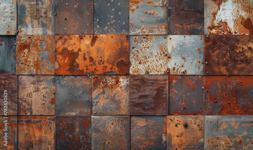 abstract background with rusted steel panels in hues of rich brown and copper