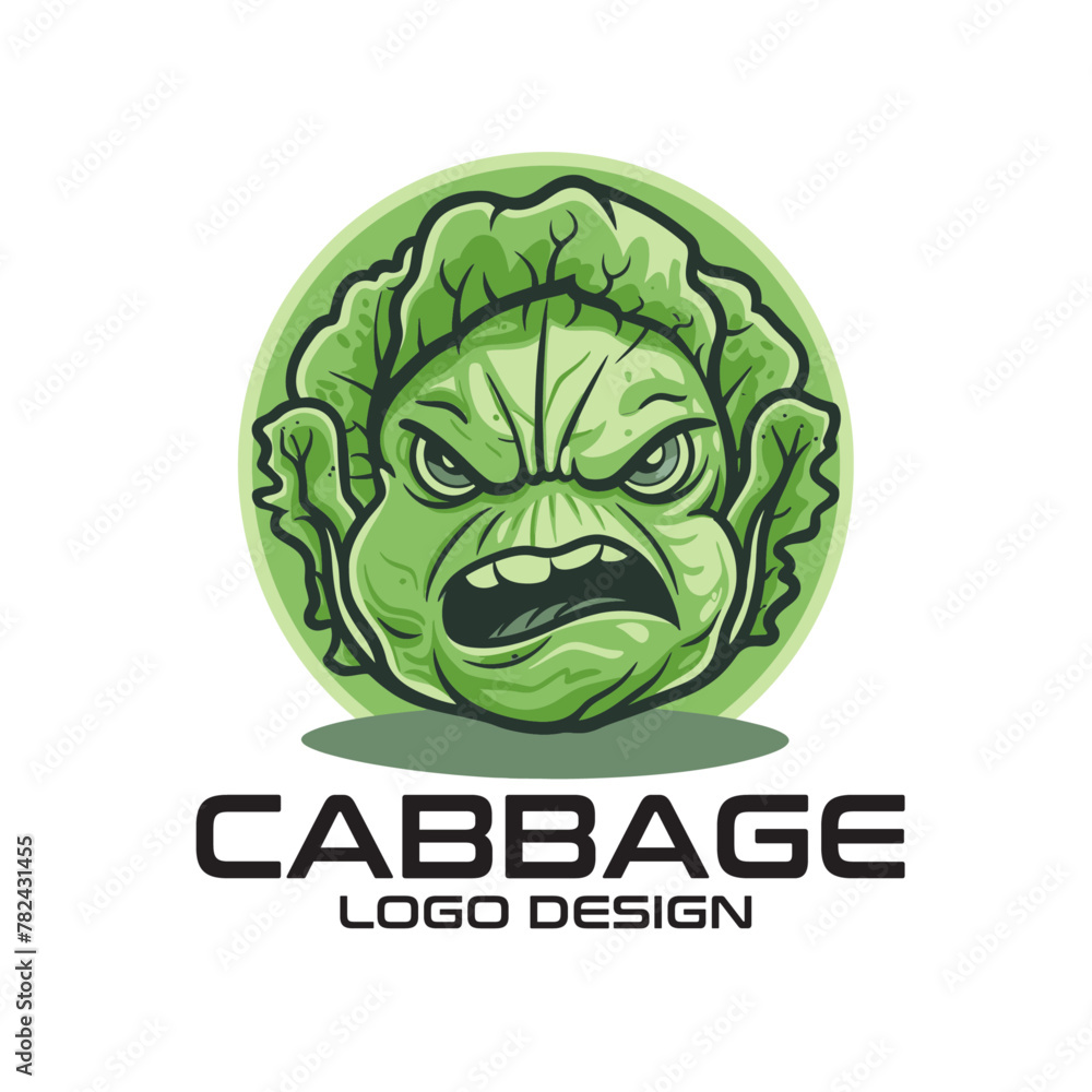 Cabbage Cartoon Vector Logo Design Cabbage Cartoon Vector Logo Design