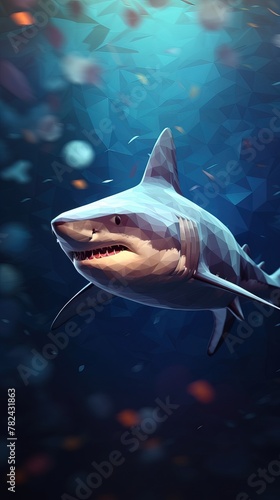 Low Poly Shark Illustration Generative AI