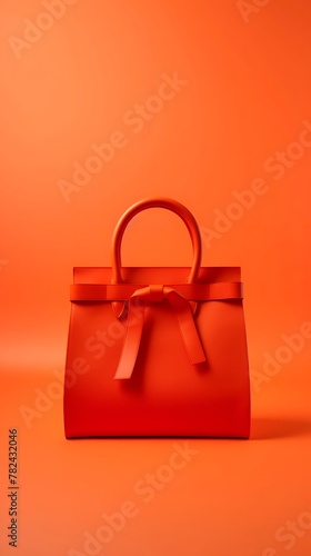 Orange handbag isolated on orange background, 3d rendered, product mock-up. Illustration