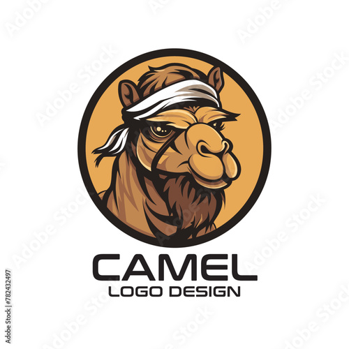 Camel Cartoon Vector Logo Design photo