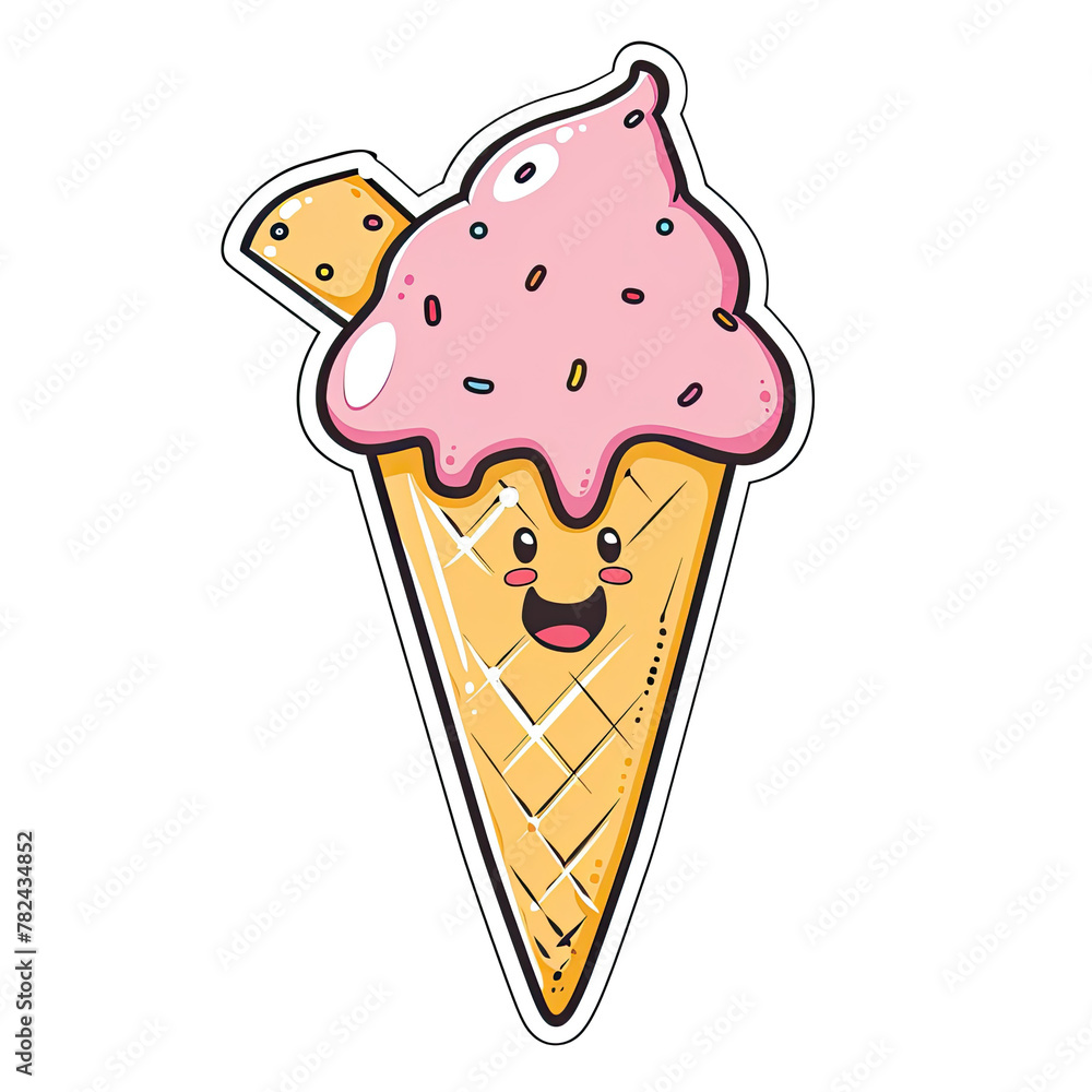 A playful cartoon cone holding a sticker, isolated on a transparent background, bringing a whimsical touch to a sticky situation. A playful cartoon cone holding a sticker, isolated on a transparent background, bringing a whimsical touch to a sticky situation.