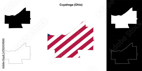 Obraz na plátně Cuyahoga County (Ohio) outline map set