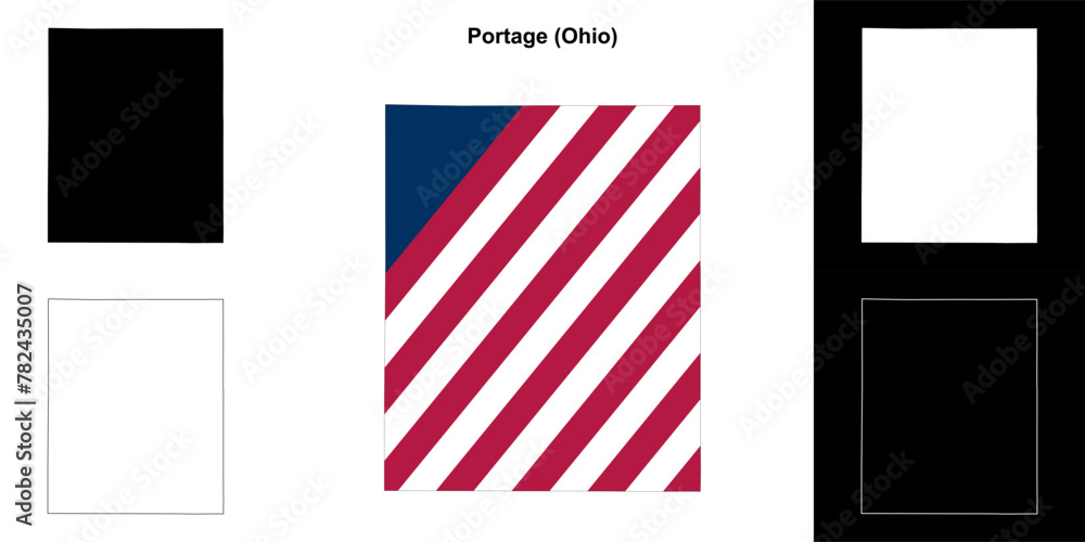 Fototapeta premium Portage County (Ohio) outline map set