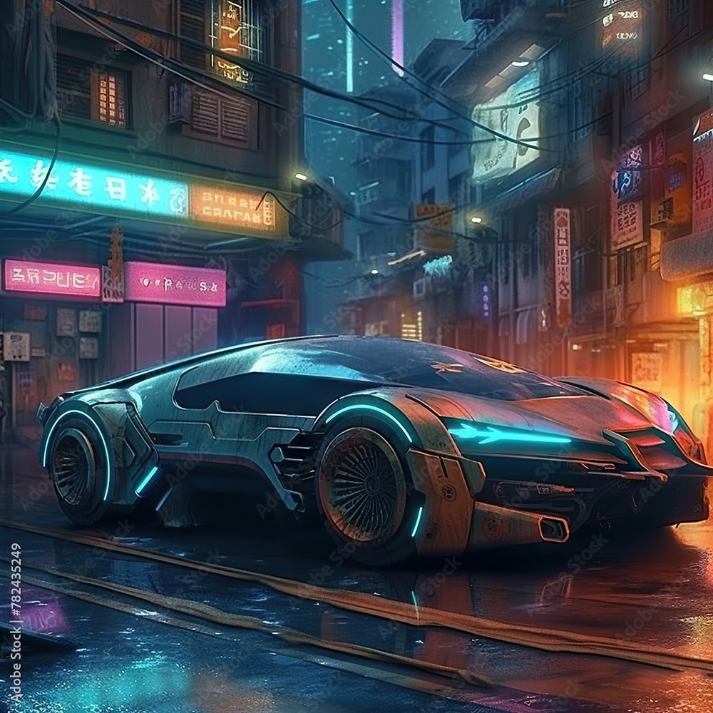 Futuristic Cyberpunk City Fantasy Backdrop Concept Art Realistic Illustration Generative AI