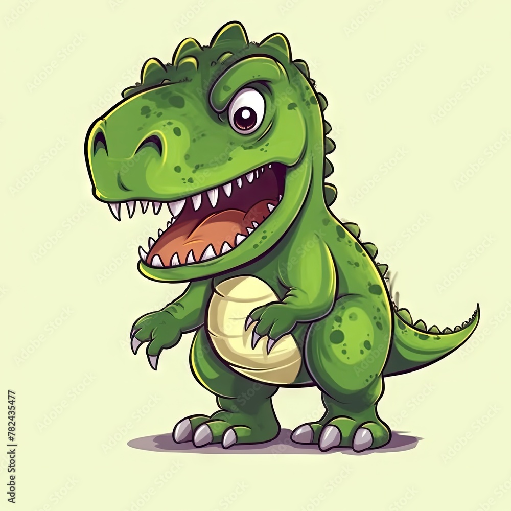 Fototapeta premium Ferocious T-Rex with Angry Expression, Minimalist Digital Illustration Generative AI