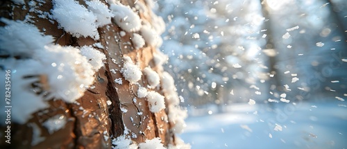 Winter's Touch: A Snowball's Impact on a Tree. Concept Winter Photography, Snowy Landscapes, Nature's Beauty, Seasonal Aesthetics, Frosty Trees photo