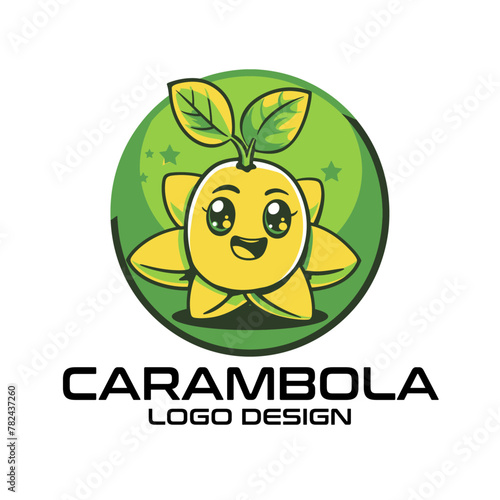 Carambola Cartoon Vector Logo Design