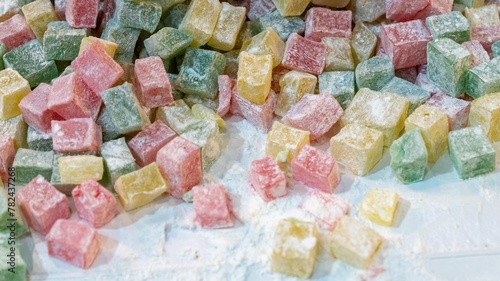 Turkish lokum, also known as Turkish delight, is a popular confectionery in Turkey. Lokum comes in a variety of colors and flavors