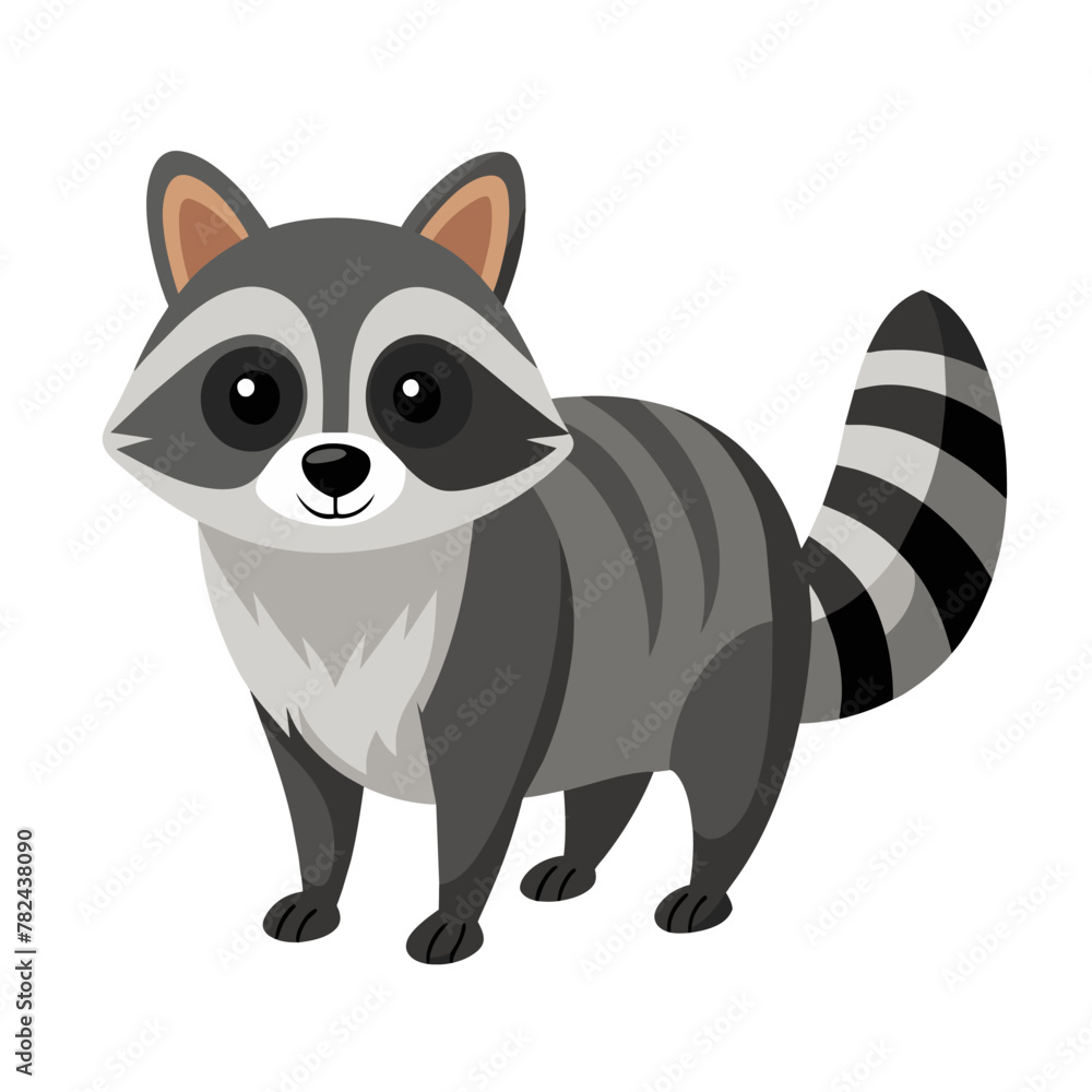 Raccoon animal. Wild mammal cute smilecartoon funny mascot