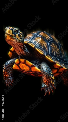 Luminous Turtle Portrait  Bokeh-Inspired Backdrop Generative AI