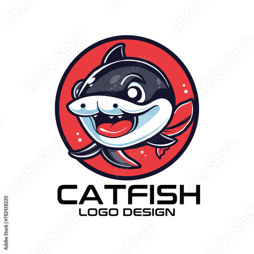 Catfish Cartoon Vector Logo Design