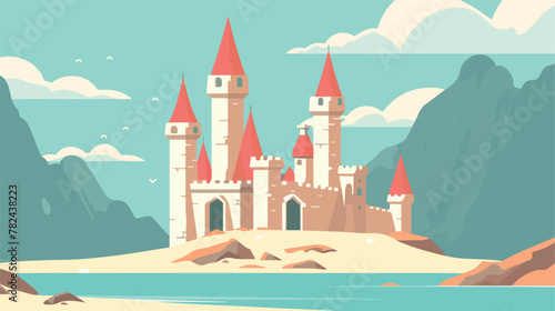 Castle icon. Flat illustration of castle icon for w