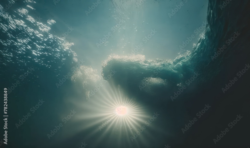 Ethereal Underwater Ocean Rays Generative AI - obrazy, fototapety, plakaty 