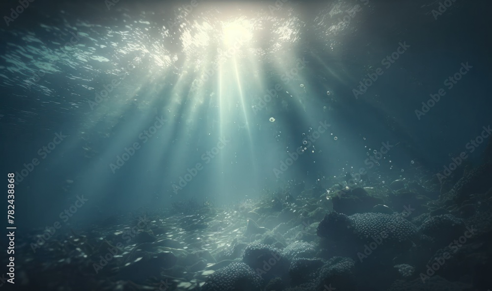Ethereal Ocean Seascape with Dreamy Sunrays Generative AI