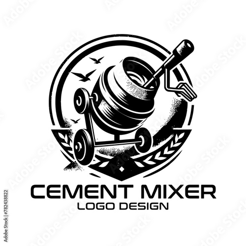 Cement Mixer Vector Logo Design photo