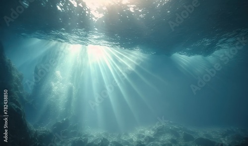 Ethereal Underwater Dreamscape with Radiant Sunrays Generative AI