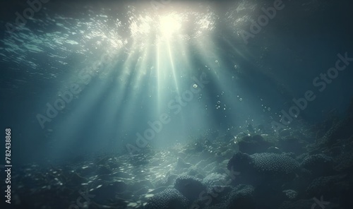 Ethereal Ocean Seascape with Dreamy Sunrays Generative AI