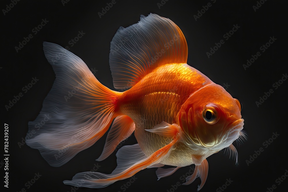 Mesmerizing Veiled Goldfish in Tangerine Hues Generative AI Mesmerizing Veiled Goldfish in Tangerine Hues Generative AI