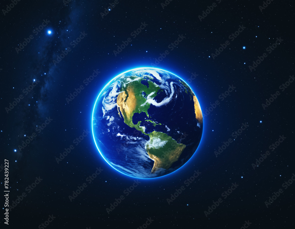 Fototapeta premium Planet Earth on the background of the starry sky.