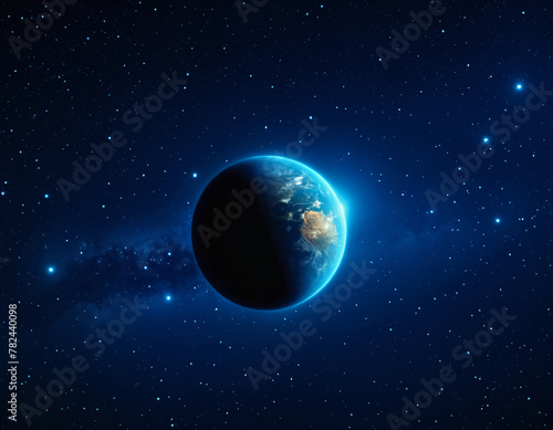 Planet Neptune against the background of the starry sky.
