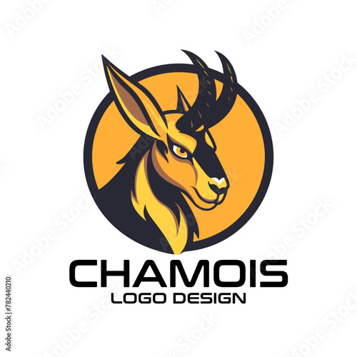 Chamois Cartoon Vector Logo Design