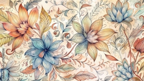 Intricate Watercolor Floral Ornaments Pattern Generative AI