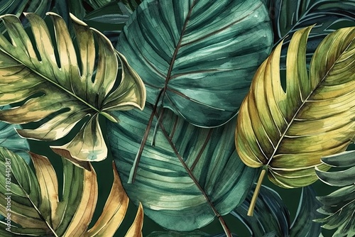 Wallpaper Mural Vibrant Tropical Palm Leaves Seamless Watercolor Pattern Generative AI Torontodigital.ca