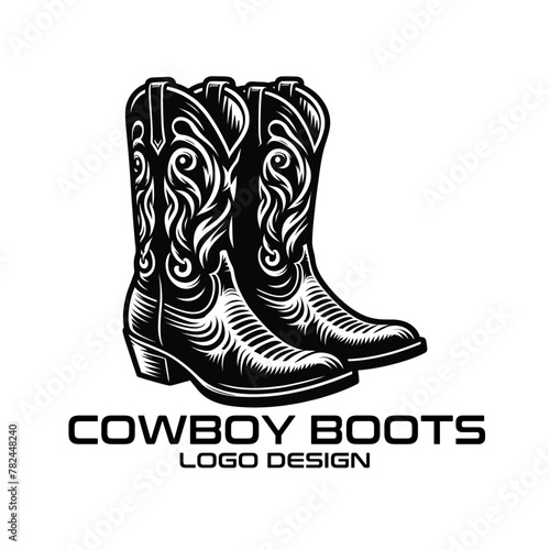 Cowboy Boots Vector Logo Design photo