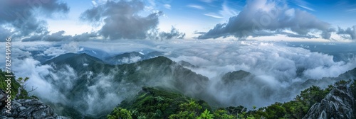 mountain peaks above the clouds.