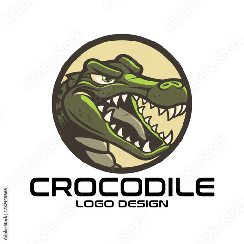 Crocodile Cartoon Vector Logo Design