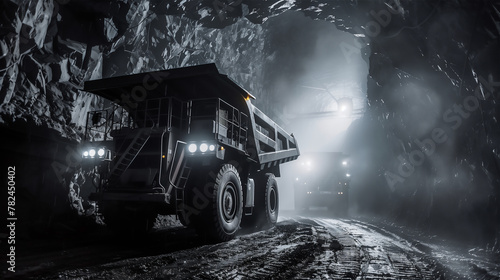 Obraz na płótnie Massive Coal Hauling Truck. Coal and copper or silver mine. w salonie