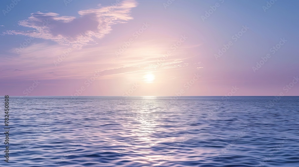 sunset over the sea. violet sunset. Generative AI